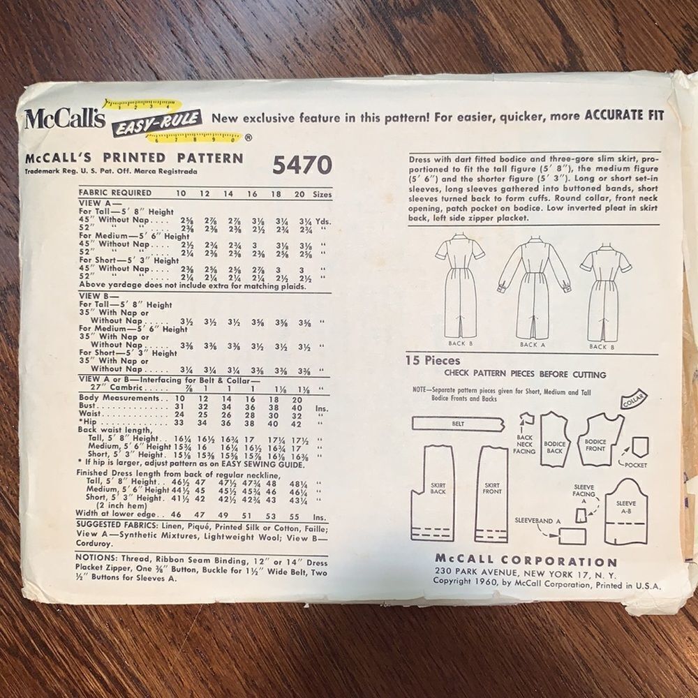 Vtg McCall’s proportioned dress pattern from 1960 - Picture 4 of 6